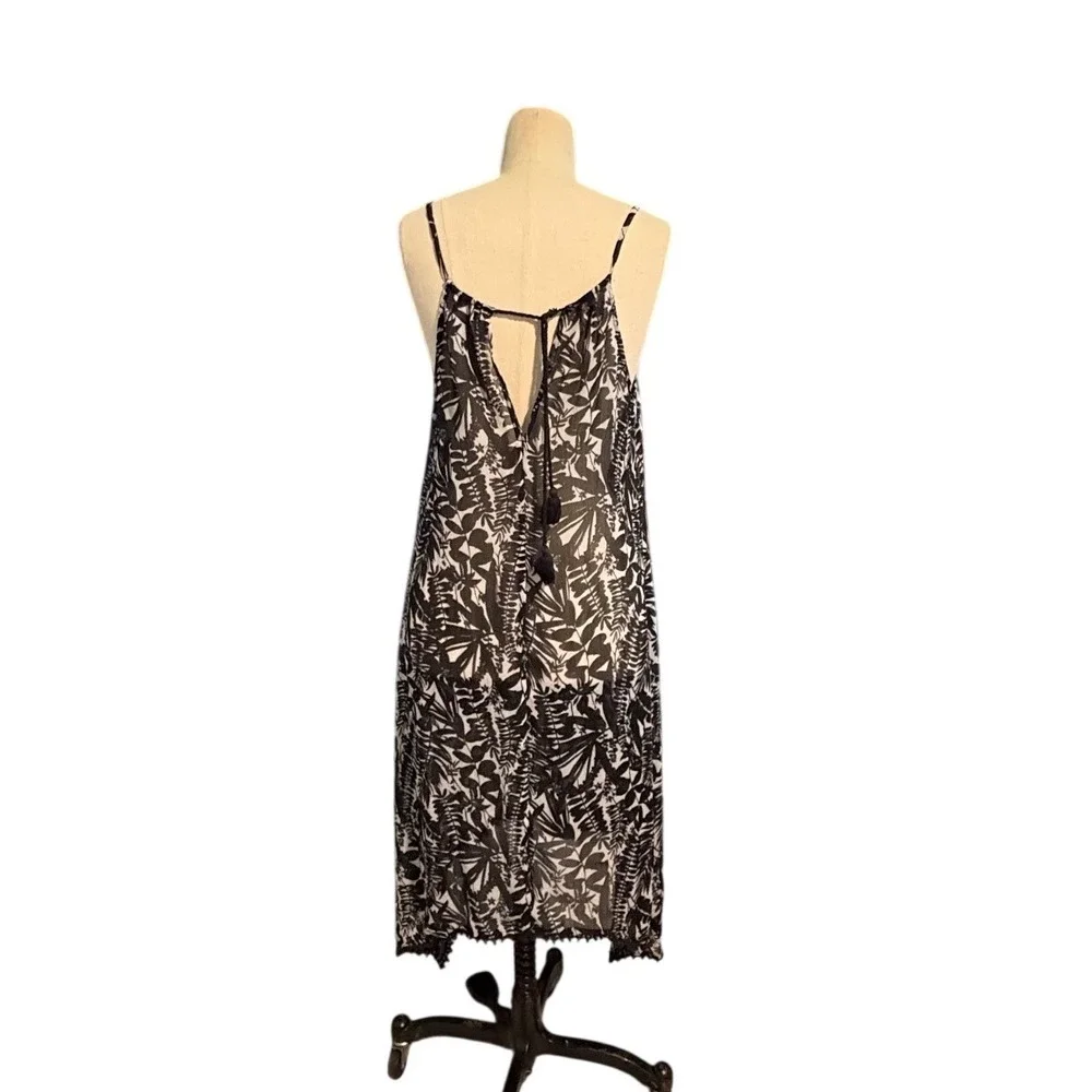 Old Navy Women Small Black White Tropical Bathing‎ Suit Coverup Boho Tank Dress